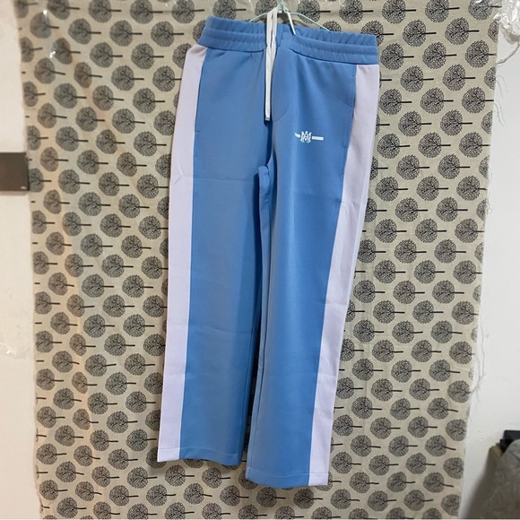 AMIRI White Striped Long Light Blue Sweatpants